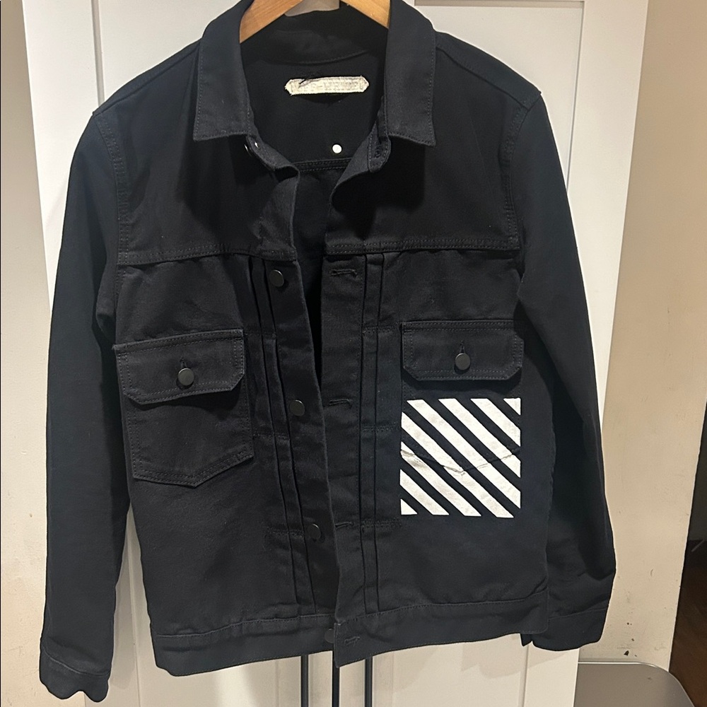 Off-White type 2 black denim white Striped Jacket size xs men's